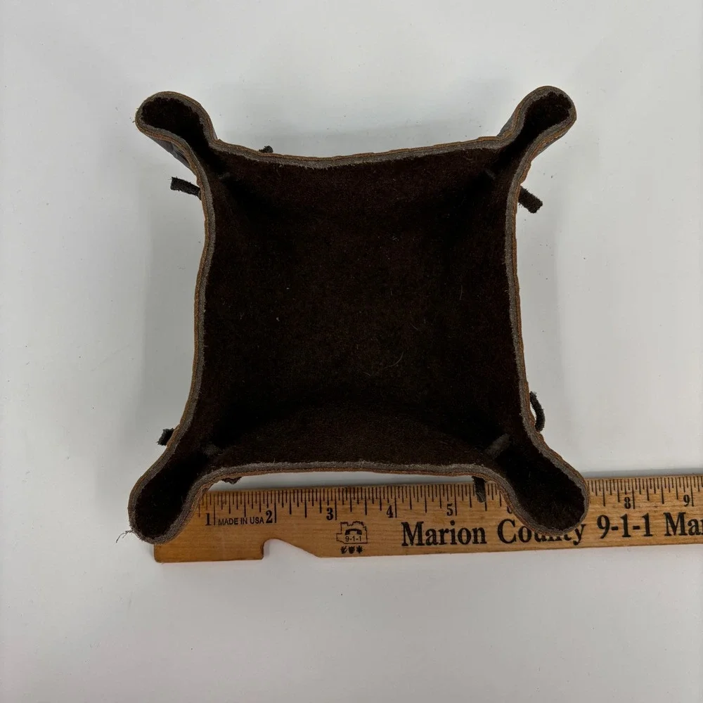 Leather‎ Catchall Tray Unisex Brown Tooled Floral Rustic Valet Tray Jewelry New